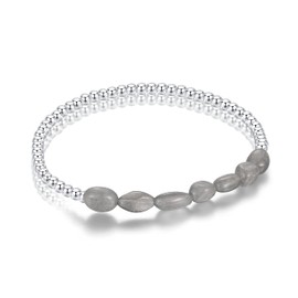 Austintacious Moonstone Birthstone, Crystal Beads Bracelet With Quote Card, Made With 925 Sterling Silver, 18cm Bracelet Length with 3mm Beads