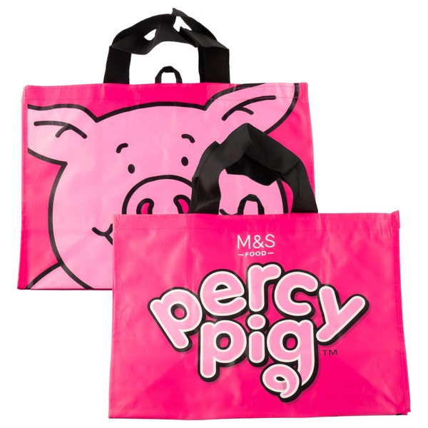 M&S Percy Pig™ Pink Large Shopping Tote Bags, Reversible, 44x34x23cm
