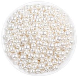 anezus - Cuentas de perlas de marfil, 800 cuentas de perlas sueltas para hacer joyas, manualidades, decoración y relleno de jarrón (varios tamaños)