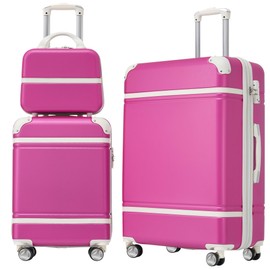 TREATLIFE HOME 3-Piece Hardshell Luggage Set for Effortless Travel, Lightweight and Stylish, Includes 20" and 24" Suitcases plus Cosmetic Case, Pink
