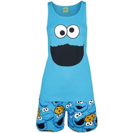 Sesame Street Cookie Monster Face Women's Pyjamas Blue 3XL, blue