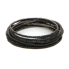 HZMAN 10 Pcs Tennis Bracelets Set for Women 14K Gold Plated Dainty Cubic Zirconia Adjustable Stackable Stretch Bracelet Wedding Party Jewelry Gift (Black,7.0in)