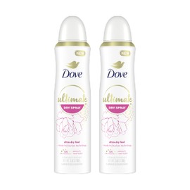 Dove Ultimate Dry Spray Antiperspirant Peony And Rose Water 2 Count For 72-Hour Sweat And Odor Protection With Triple Moisturizer Technology 3.8oz