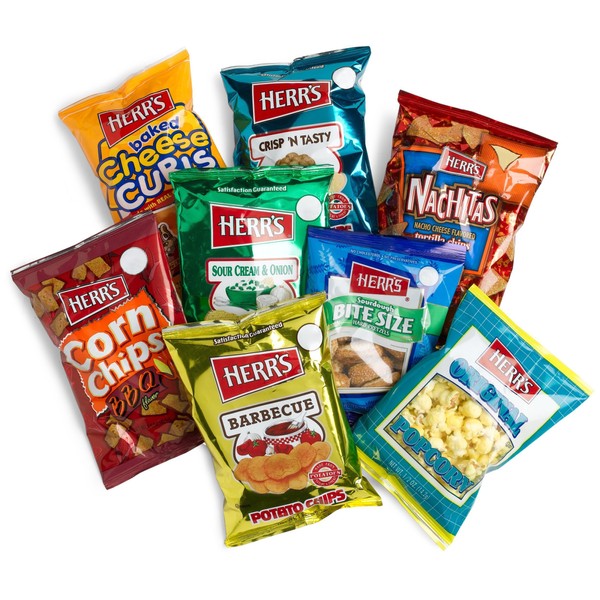 Herr's 8-Flavor Variety Snack Pack (45.75 Total Ounces), Assorted Bags (Pack of 42)