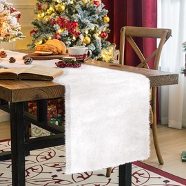 Christmas Table Runner, Christmas Table Runner, 35 x 180 cm Christmas Table Runner, White Christmas Table Runner, Faux Fur Table Runner, Decoration, Carpet, Christmas Table Decorations for Christmas