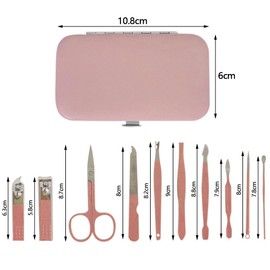 GZSYWZ Nail Clipper Set 10 Pcs Professional Nail Care Tools Stainless Steel With Button Box Pink Portable Manicure Nail Beauty Gift Set Travelling Multifunction
