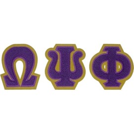 Omega P Phi Chenille Letters Iron-On Patch Set [Purple - 4" T] - ID#62632