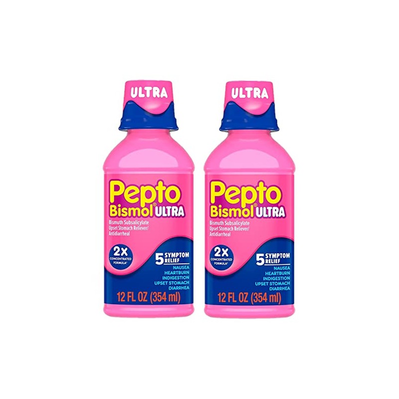 Pepto Bismol Ultra Liquid for Upset Stomach, 5 Symptom Relief,