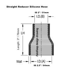 AotoKoop Acoplador reductor recto universal de 4 capas de silicona de alto rendimiento ID de 51 mm a 64 mm, rojo