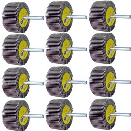 M-jump 12 Pcs 2”X 1” X1/4” Flap Wheels Set –3 pcs Of Each 40 60 80 and 120 Grits Aluminum Oxide for Remove Rust and Weld Burr – 1/4 Shank Fits All Drills