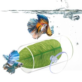 NANEEZOO Betta Fish Toys, Betta Acrylic Tube Tunnel, Hollow Design Betta Fish cave Hideout with Suction Cup, Safer Toys for Small Fish Shrimp Guppies, Aquarium Decor Fish Tank Accessories