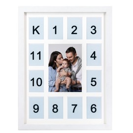 Hodeframe 12 month photo frame,my first year photo board,K-12 Collage Photo Frame for Baby First Year Keepsake, 12x16 Multi Picture Frame-13 Opening,Great for Children's Photos, Portrait