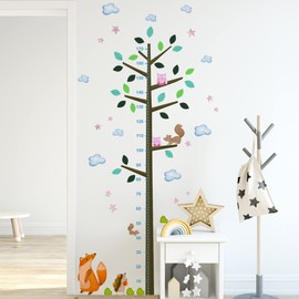 ZARROUEA Height Meter, Wall Sticker, Stylish, Tree, Leaves, Animals, Cute, Birds, Flowers, Butterflies, Children, Height Meter, Wall Sticker, Removable, Stylish, Scandinavian Wall Sticker Decoration (10)