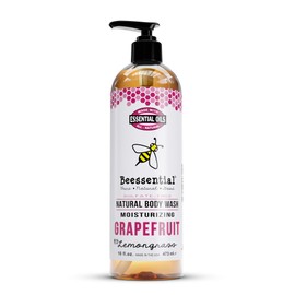 Beessential Natural Body Wash, Grapefruit, Sulfate-Free Bath and Shower Gel with Essential Oils for Men & Women, 16 oz