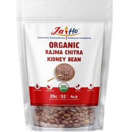 Jai Ho Certified Organic Rajma Chitra Kidney Bean 4 lb | Kidney Bean | Indian Rajma Chitra | USDA Organic | Non-GMO | Chemical-Free | Premium Quality Kosher