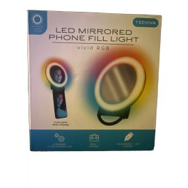 Compatible With Most Phones NEW Techiva LED Mirrored Phone Fill Light Vivid RGB Rechargeable PORT  Ring Ligh