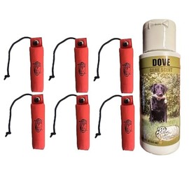 HuntEmUp Ultimate Dove Dog Training Scent - with 3" Orange Canvas Bumpers (Qty:6)