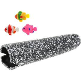 Uotyle Aquarium Cave Ceramic Jar Spawning Cone Fish Breeding Cave Hiding Shelter Aquarium Decor Fish Tank Ornaments with 3 Fish Decorations for Fish Reptiles Amphibians (Speckled Gray, L)