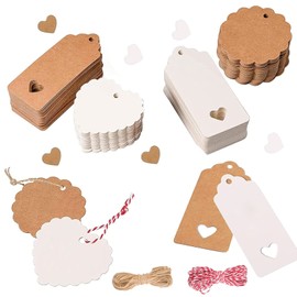 Christmas Gift Tags, Pack of 200 Gift Tags, Christmas Tags Star with 20 m String, Gift Tags Kraft Paper, Christmas Pendant for Christmas Gifts, Christmas Trees Decoration