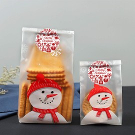 Pinkmiumiu 50 pcs Snowflake Crisp Packaging Bags - 8.6" x 5" Cellophane Treat Bags for Cookies, Candies, Gifts, Party Favors, and Holiday Packaging