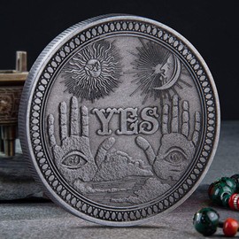 iayokocc Souvenir Coin YES NO Flipping Challenge Coin Decision Maker (Silver)