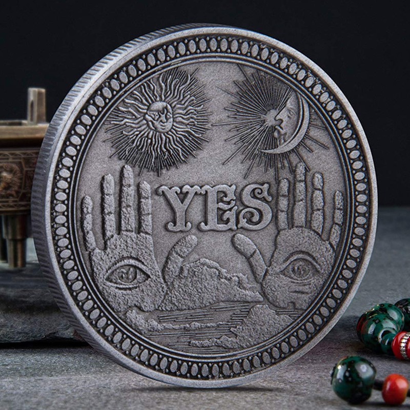 iayokocc Souvenir Coin YES NO Flipping Challenge Coin Decision Maker