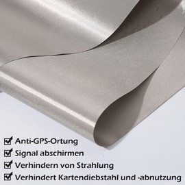 RF Faraday Fabric, Faraday Fabric Shielding Fabric Protects Signal Conductive Fabric, RFID Radiation Shielding, RF Signal Blocking Material, Plain Weave, 6 m x 1.1 m, with Shielding Tape