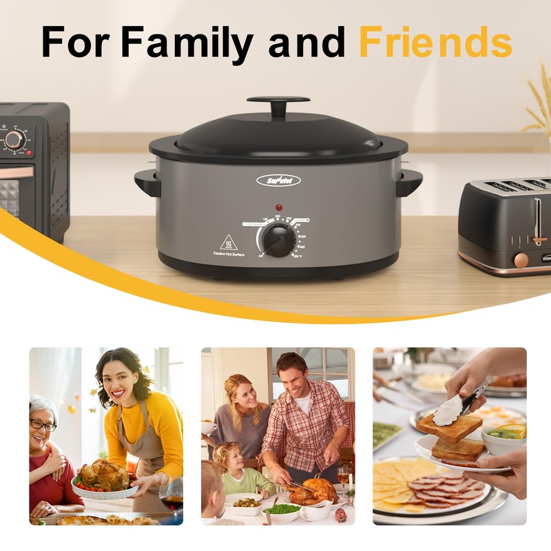 SUNVIVIPRO Slow Cooker with Self-Basting Lid, Electric Turkey Roaster Oven