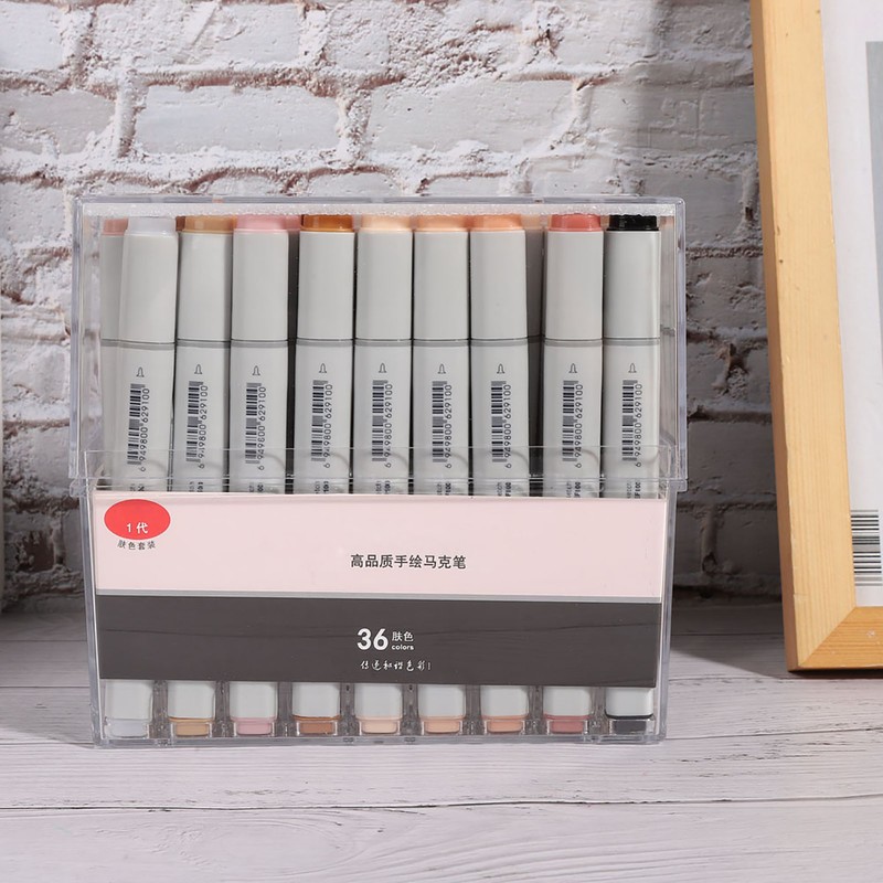Marker Pen Double Head Skin Colors Transparent Set Painting Brush