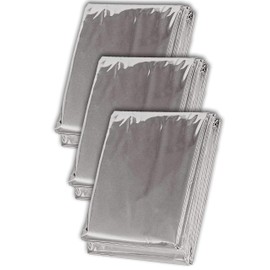 BASICSTANDARD 6813 Disaster Preparedness Aluminum Sheet (Silent Crinkling and Silent), Compact, Survival Sheet, Emergency Use, Aluminum Blanket, 3 Sheets (Cold Protection, Thermal Insulation)
