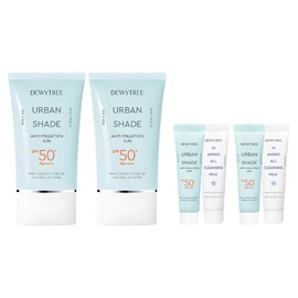 Dewytree Urban Shade Anti-Pollution Sun Cream SPF50+ PA++++ 50ml + 10ml + Hyamino All Cleansing Milk 10ml Set, 2 Pieces / 듀이트리 어반쉐이드 안티폴루션 선크림 SPF50+ PA++++ 50ml + 10ml + 하이아미노 올 클렌징 밀크 10ml 세트, 2개