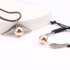 ZLESAGII Golden Snitch Necklace and Bracelet with Pendant Movie Lovers Fan Merch Gift 2pcs, Metal Leather