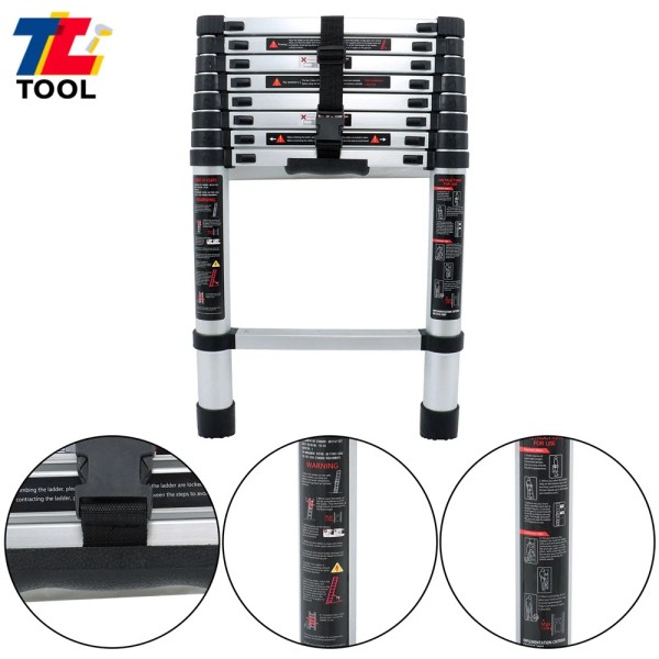 Tool library 8.5ft Aluminum Telescopic Ladder Heavy Duty Folding Extension