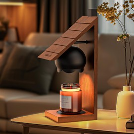 Wooden Candle Warmer Lamp - Rustic Cabin-Shaped Wax Melter with Vintage Farmhouse Charm, Wall-Mountable Flameless Candle Heater for Scented Wax, Decorative Night Light for Home, Bedroom，New home ﻿