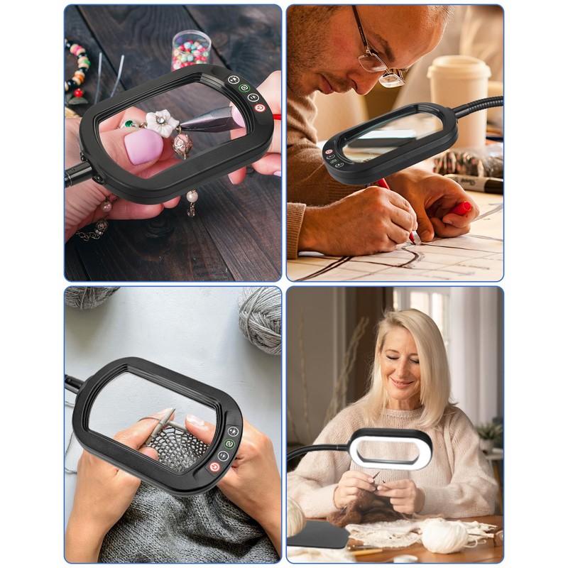 IVMAIE 10X Magnifying Glass with Light and Stand LED Magnifier