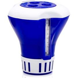 ATIE Floating Pool Spa Chlorine Tablet Dispenser Floater with Built-in Thermometer, Hold 1" or 3" Chlorine Tablets Ideal for Inground Pool Spa and Above-Ground Inflatable Pool