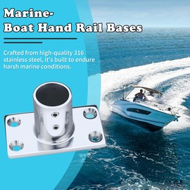 Boat Hand Rail Bases 316 Stainless Steel 90° Rectangular – Marine-Grade Fittings for 7/8" Tubes – Heavy Duty, with Installation Hardware Pack of 4