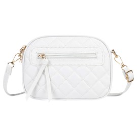 Fjquamitix Women's Crossbody Bag, Waterproof PU Leather Shoulder Bags with Adjustable Strap, 3-Layer Spacious Handbags for Travel, Work & Dating (5 Colors) (White)