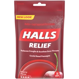 HALLS Cherry Flavor Cough DropsIncludes one 30 ct. bag of HALLS Cherry Flavor Cough Drops.