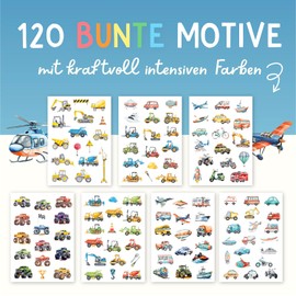 Famifidus 120 Skin-friendly Children's Tattoos, Dermatologically Very Good, Children's Tattoos, Made in Germany, Tattoo Children, Our Tattoos for Children (Construction Machines & Vehicles)