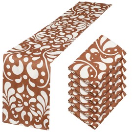Windkream 6 Pcs Talavera Table Runner 71 x 13'' Cielito Lindo Table Runner Cielito Lindo Baby Shower Party Decoration Mexico Home Decor Traditional Cinco De Mayo Decorations(Brown)
