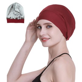Soft Sleep Cap Protect Hair Bonnet Gifts for Daughter Night Headwear Burgundy