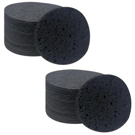 Spunspon 100-Count Facial Sponges Compressed Natural Cellulose Sponge Round Shape Face Sponge for Face Cleansing Exfoliating and Makeup Removal, Black