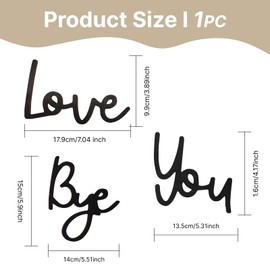 Love You Bye Above Door Sign, Black Mdf Above Door Script Sign with Double,Sided Tape, Modern Hallway Wall Art for Home Decoration, Handcrafted Plywood Quote for Entryway, Bedroom, Stairs.