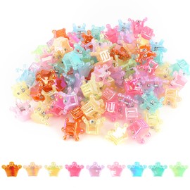 Padorul 80PCS Small Hair Clips for Women, Sparkle Crown Shaped Hair Accessories - Iridescent Snap Clips, Holographic Barrettes for Girls & Women