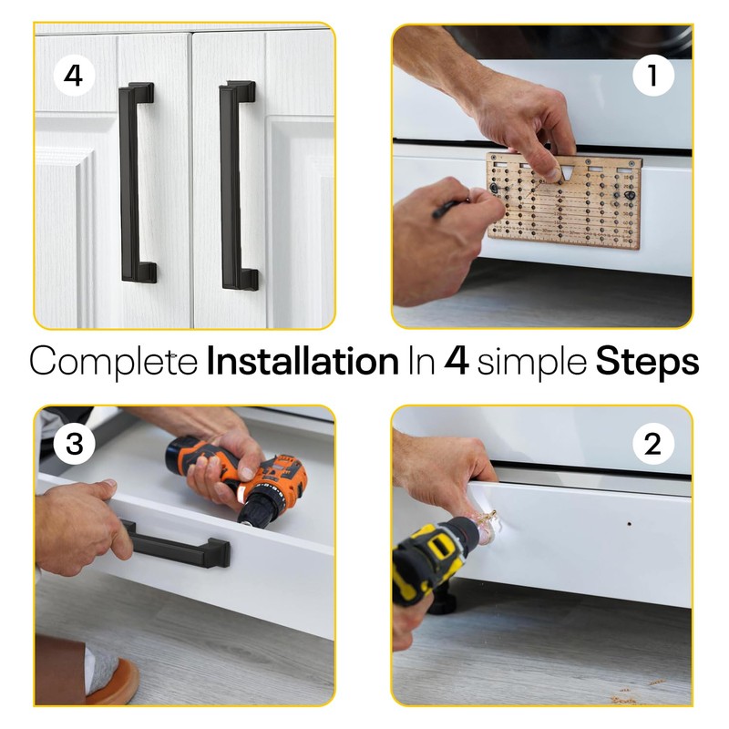 Black Cabinet Handles 5 Inch Hole to Hole - Bar