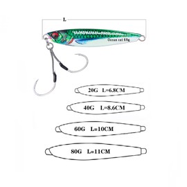 OCEAN CAT Slow Fall Pitch Lead Metal Flat Fishing Jigs Lures Sinking Vertical Jigging Bait with Butterfly Hook for Saltwater Fishing