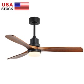 USA in Stock 52 Inch Ceiling Fan with Lights and Remote for Home Smart Ceiling Fan with Light Remote ControlColor: Black, Emitting Color: 3 CCT, Lamp Power(W): 18