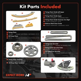 A-Premium Engine Timing Chain Kit W/Tensioner [fits DOHC, 4Cyl 2.4L Only] Compatible with Acura ILX, TSX 09-14 & Honda Accord 08-12, Civic 12-15, CR-V 10-14, Crosstour 12-15, Replace# 14401R40A01