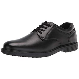 Nunn Bush Men's Wade Work Slip Resistant Plain Toe Oxford with Non Marking Outsole Food Service Shoe, Black, 7 Wide
